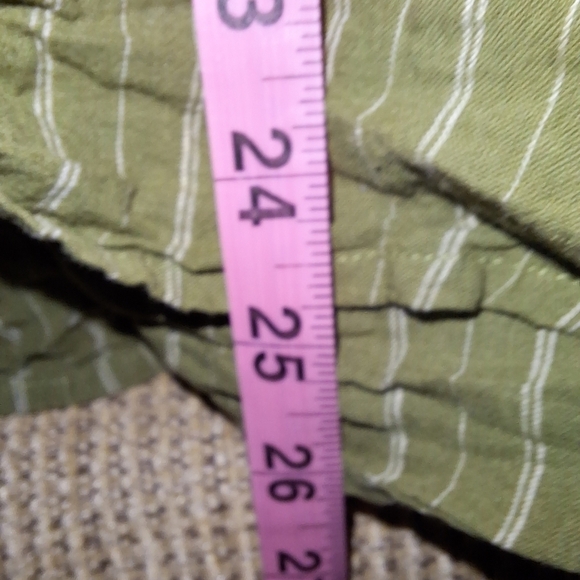 Free People Linen Blend Olive Green Striped V-Neck Shirt In A Womens Size XS. - Picture 6 of 8